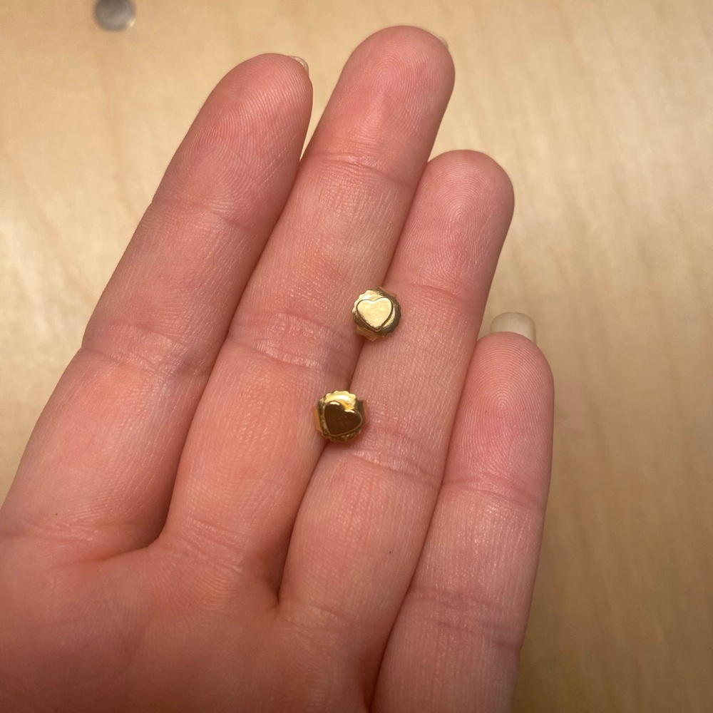 Gold Heart Stud Earrings